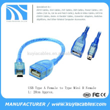 KuYia 15cm 20cm 30cm 50cm 75cm 1M geschirmtes USB 2.0 Kabel Usb-Frau zum USB-Mini-Mann 5 Pin-Adapter-Kabel